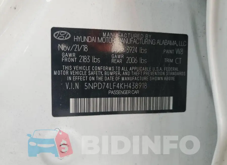5NPD74LF4KH438918 Photo# 12