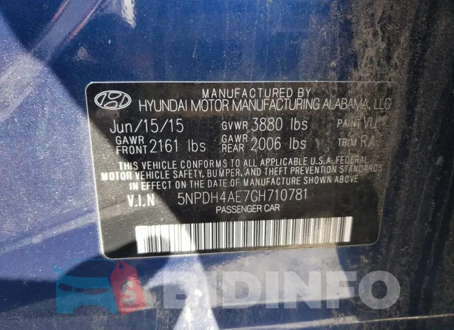 5NPDH4AE7GH710781 Photo# 12