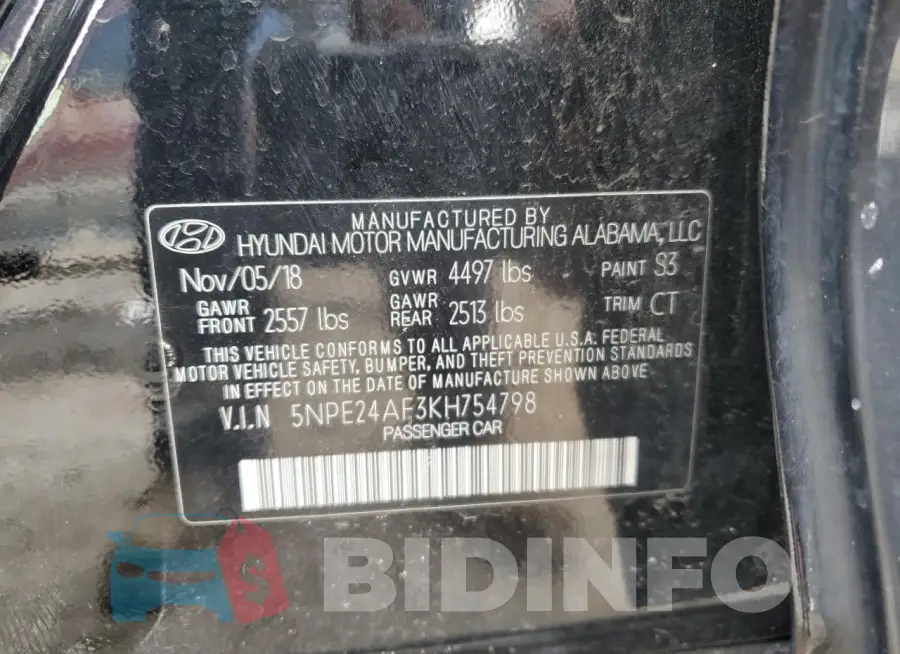 5NPE24AF3KH754798 Photo# 12