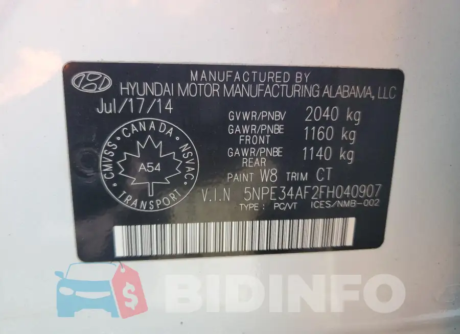 5NPE34AF2FH040907 Photo# 12