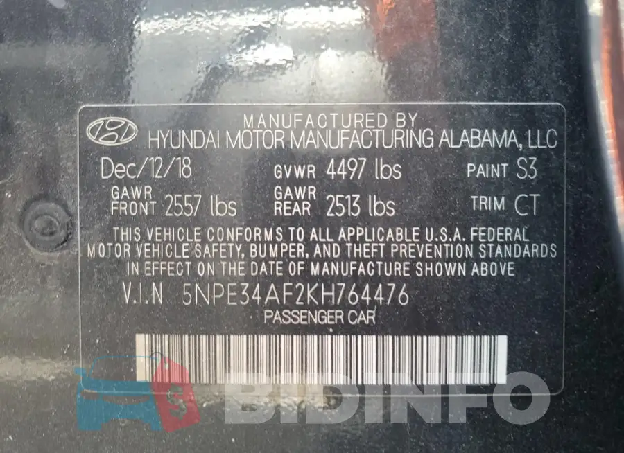 5NPE34AF2KH764476 Photo# 12