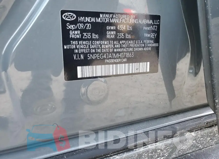 5NPEG4JA1MH071863 Photo# 12