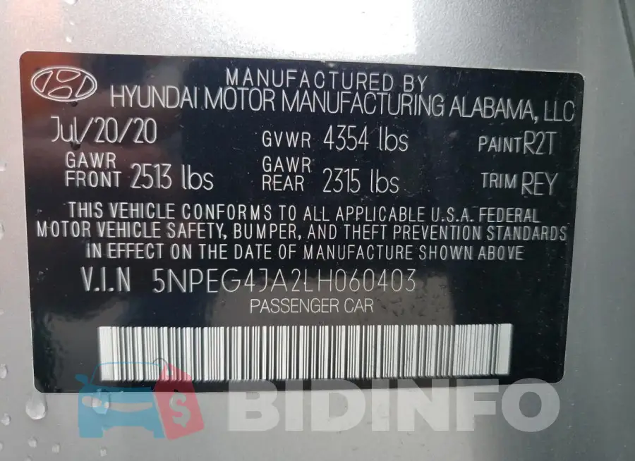 5NPEG4JA2LH060403 Photo# 13