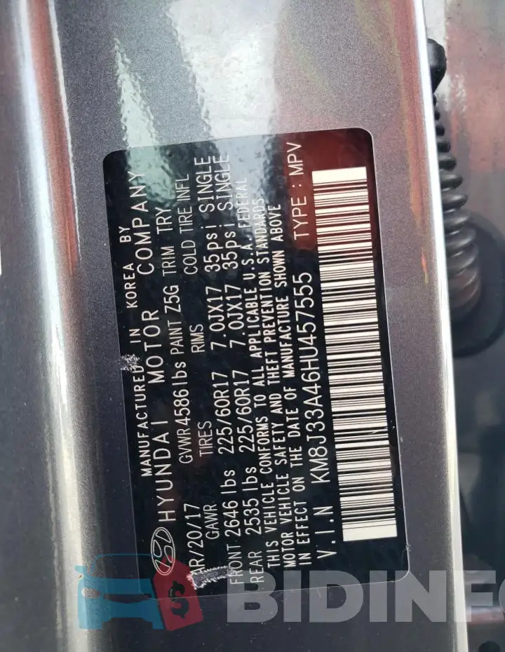 KM8J33A46HU457555 Photo# 13