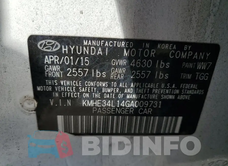 KMHE34L14GA009731 Photo# 12