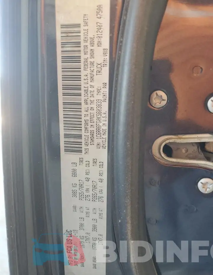 1C6RR6FG0KS603839 Photo# 12