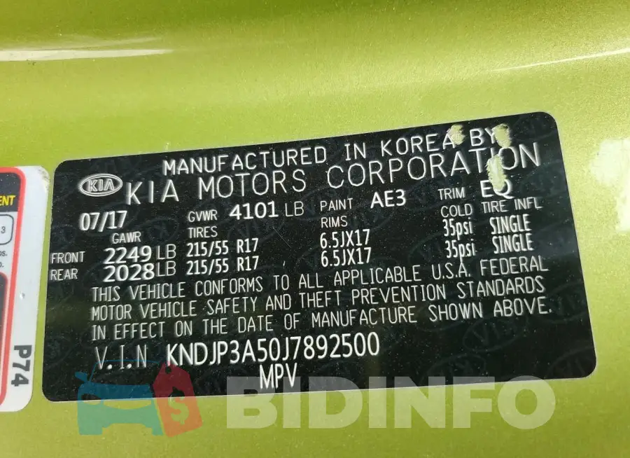 KNDJP3A50J7892500 Photo# 13
