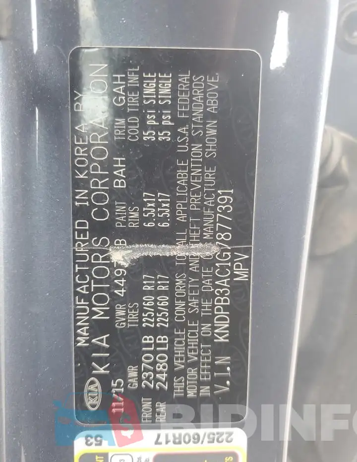 KNDPB3AC1G7877391 Photo# 13