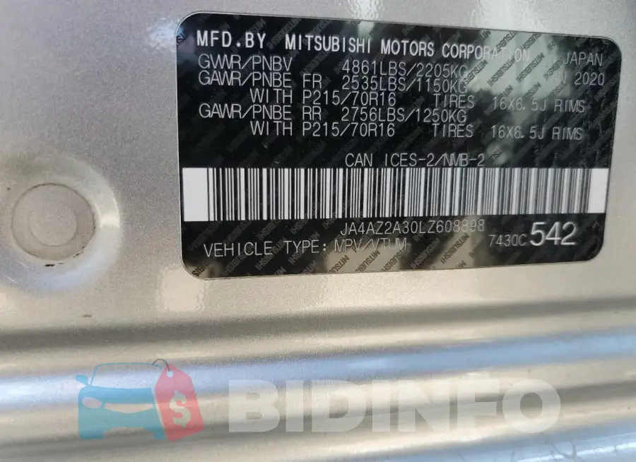 JA4AZ2A30LZ608898 Photo# 13