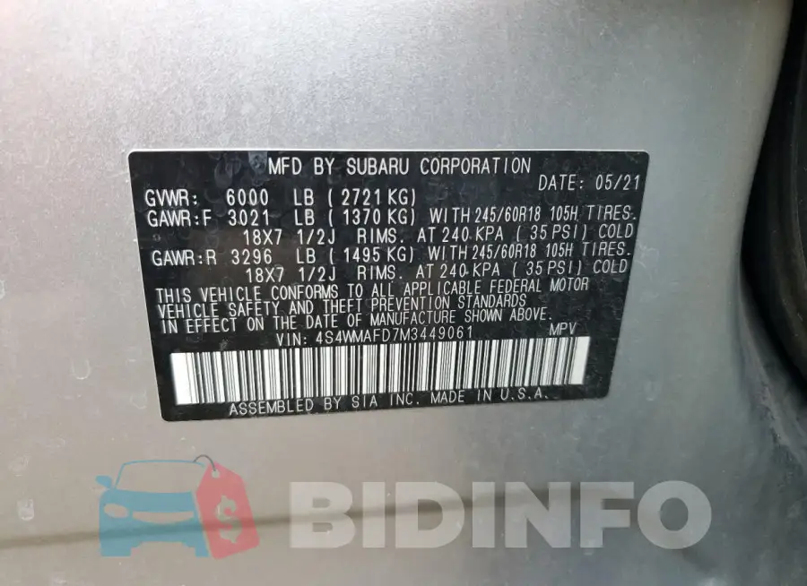 4S4WMAFD7M3449061 Photo# 13