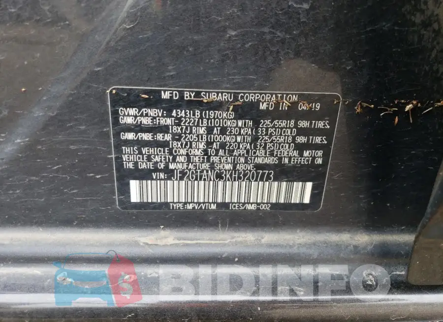 JF2GTANC3KH320773 Photo# 13