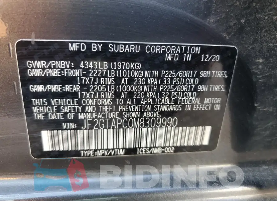 JF2GTAPC0M8309990 Photo# 12