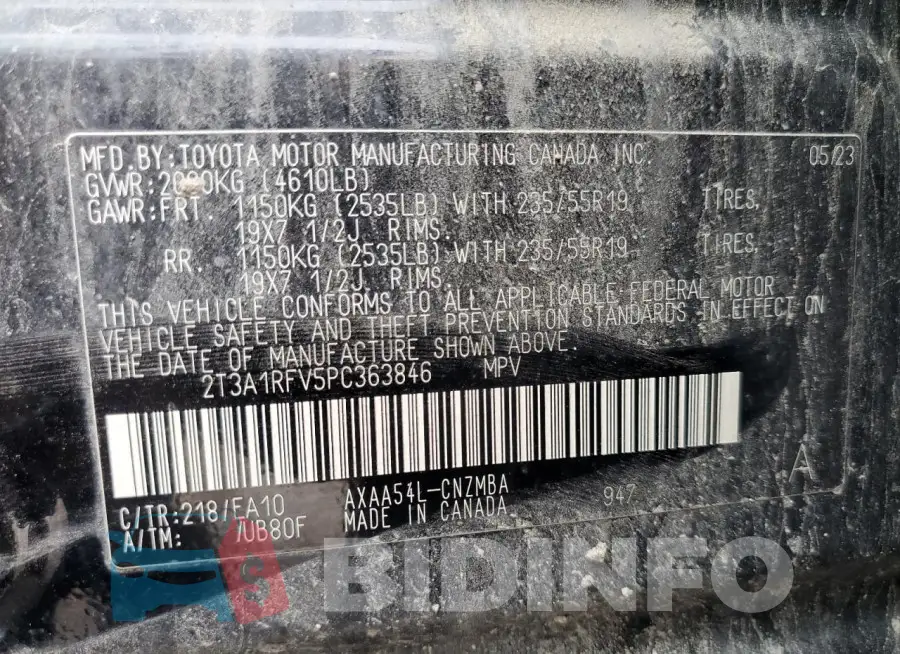 2T3A1RFV5PC363846 Photo# 13