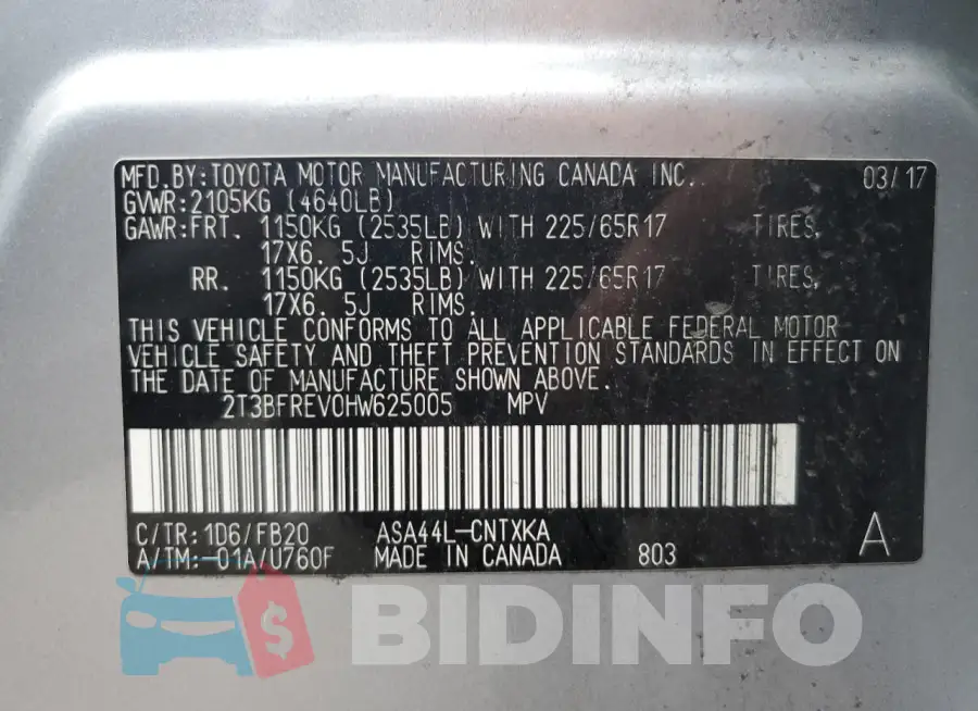 2T3BFREV0HW625005 Photo# 13