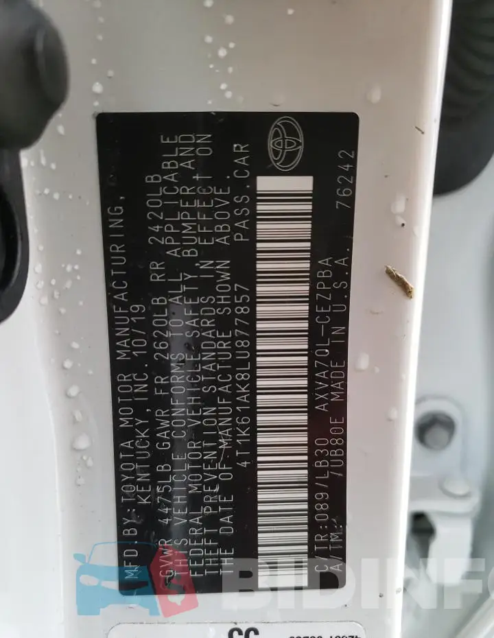 4T1K61AK8LU877857 Photo# 12