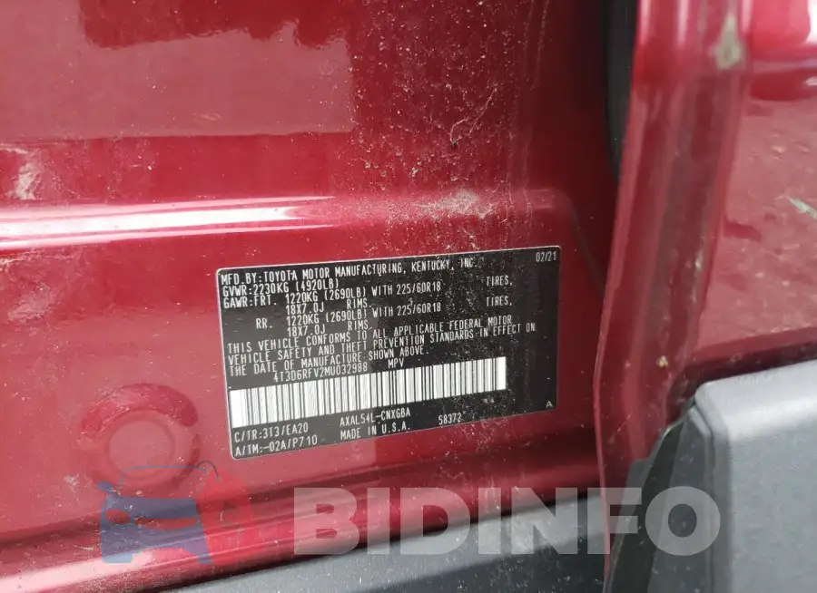 4T3D6RFV2MU032988 Photo# 13