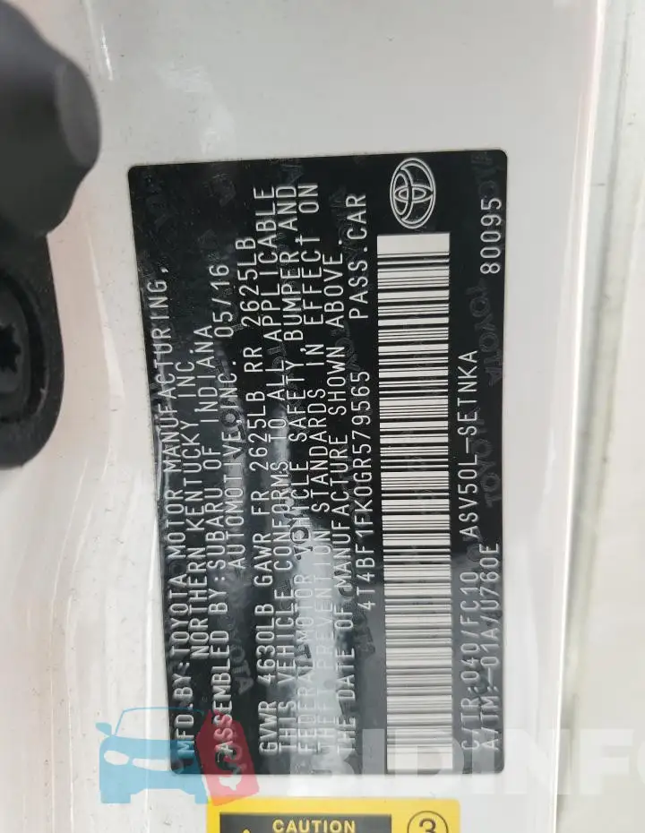 4T4BF1FK0GR579565 Photo# 12