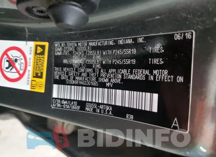 5TDDKRFH4GS301665 Photo# 13