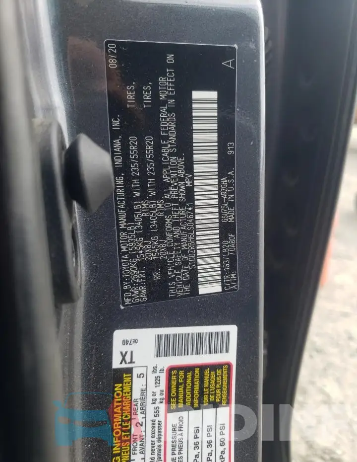 5TDDZRBH6LS046741 Photo# 14