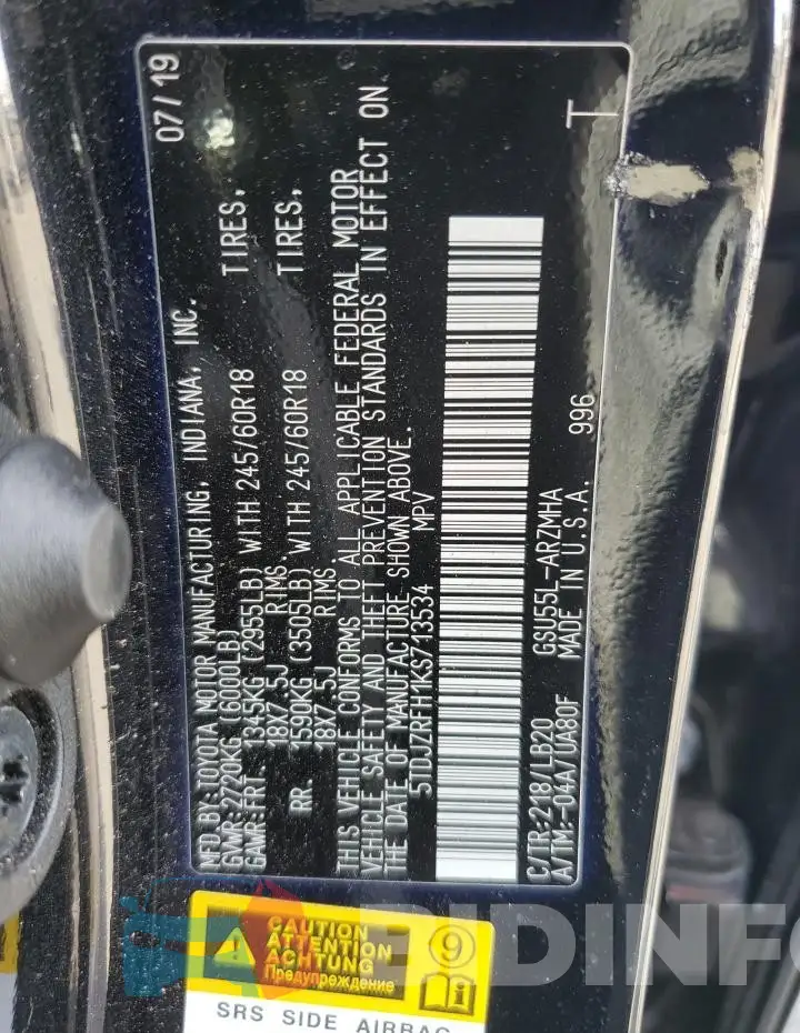 5TDJZRFH1KS713534 Photo# 14