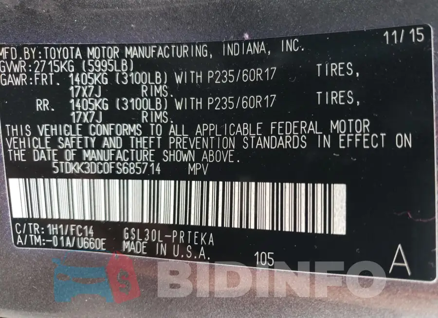 5TDKK3DC0FS685714 Photo# 13