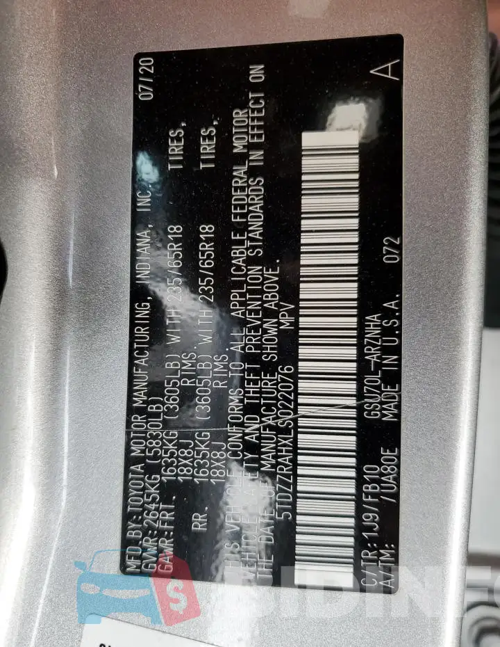 5TDZZRAHXLS022076 Photo# 14