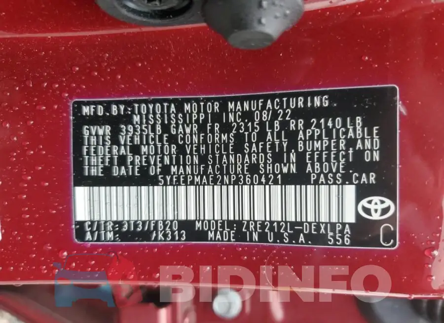 5YFEPMAE2NP360421 Photo# 12