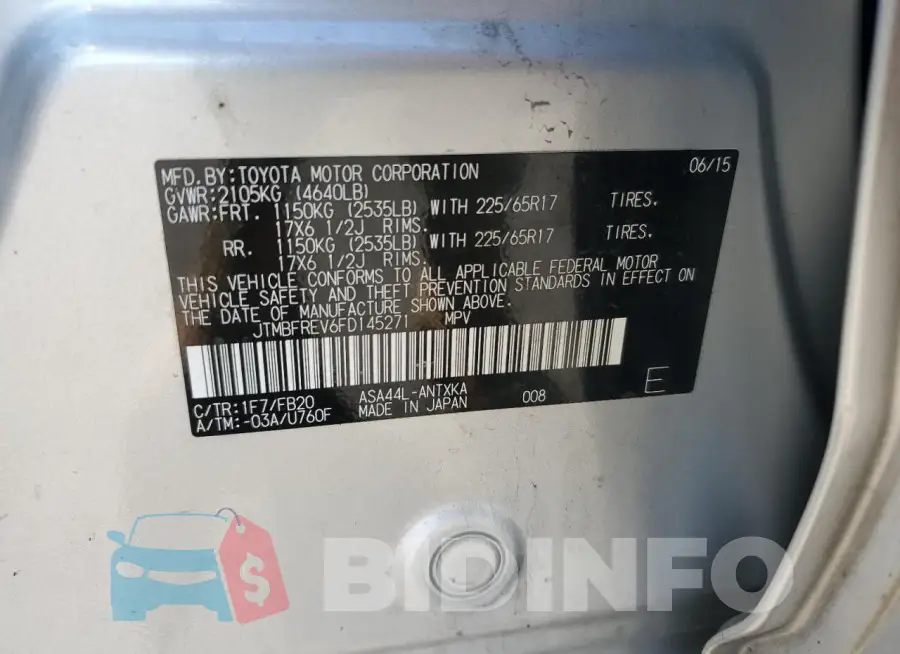 JTMBFREV6FD145271 Photo# 13