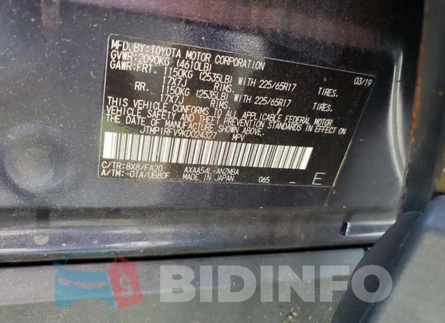 JTMP1RFV9KD024327 Photo# 13