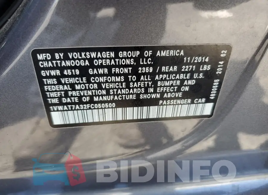 1VWAT7A32FC050500 Photo# 12