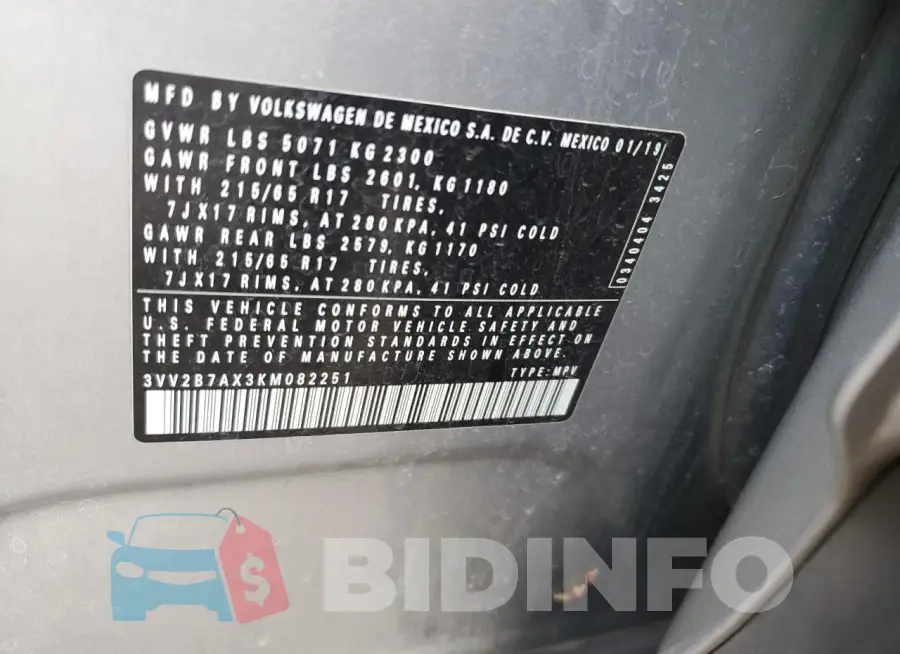 3VV2B7AX3KM082251 Photo# 14