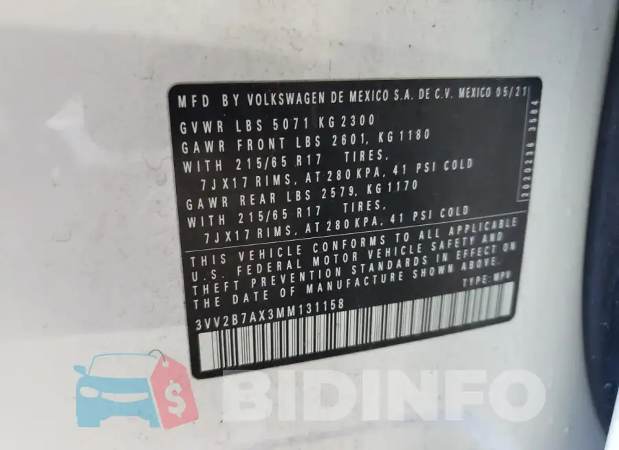 3VV2B7AX3MM131158 Photo# 12