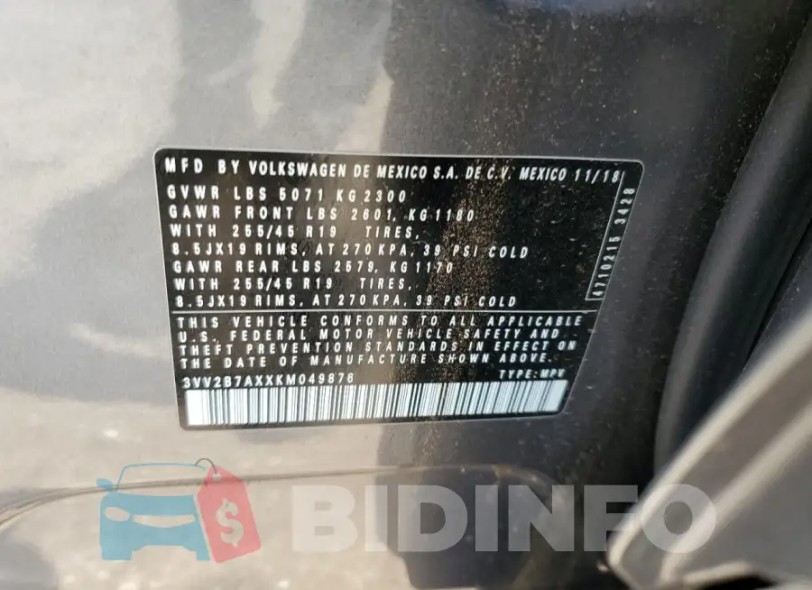 3VV2B7AXXKM049876 Photo# 13