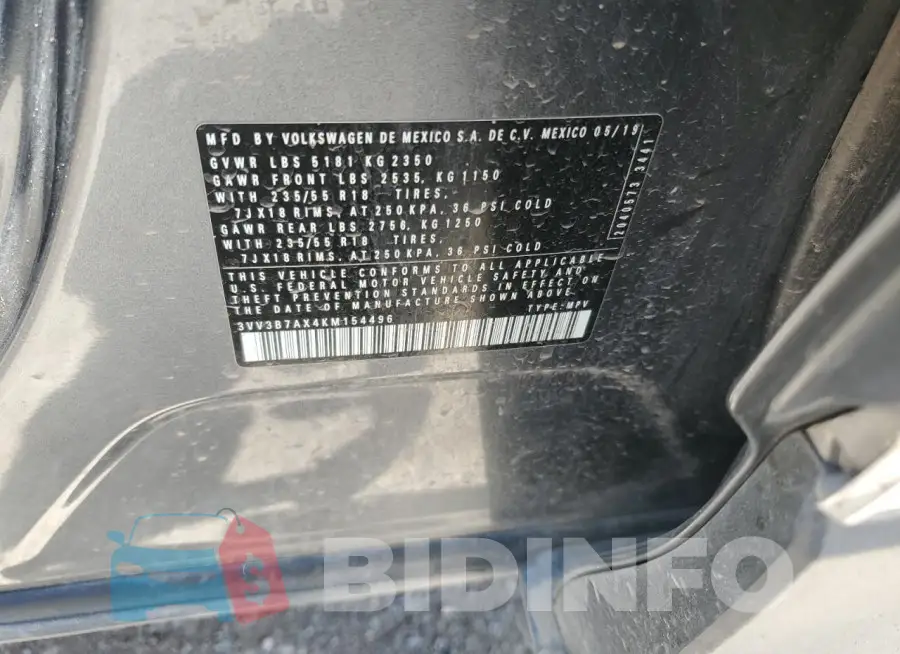 3VV3B7AX4KM154496 Photo# 13