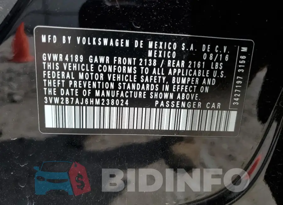 3VW2B7AJ6HM238024 Photo# 12
