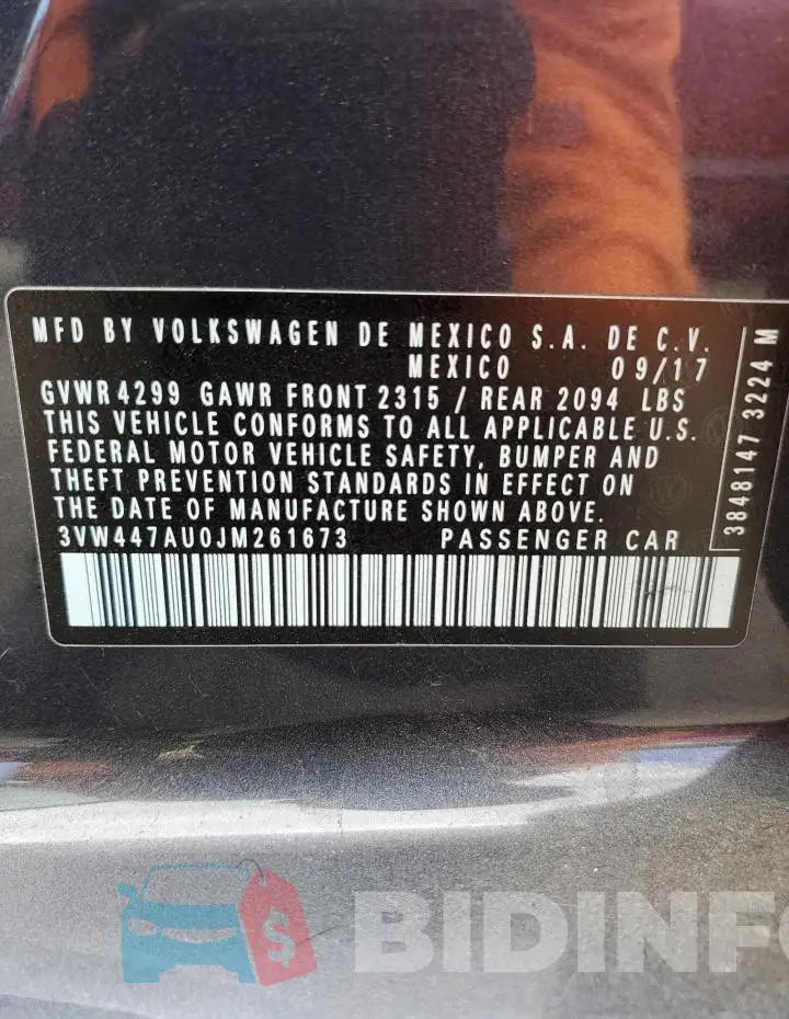 3VW447AU0JM261673 Photo# 13