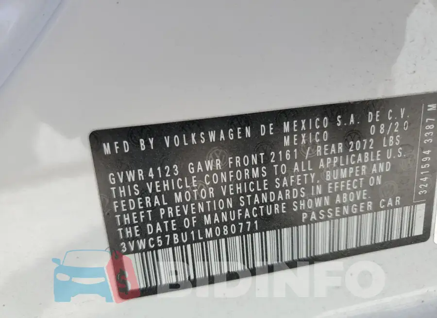 3VWC57BU1LM080771 Photo# 12