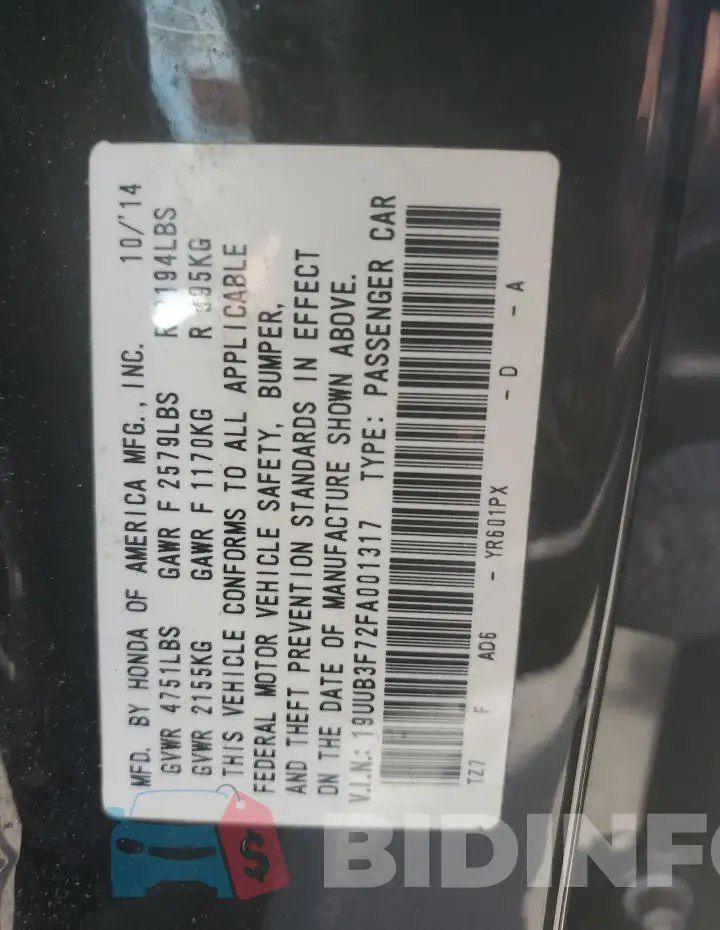 19UUB3F72FA001317 Photo# 12