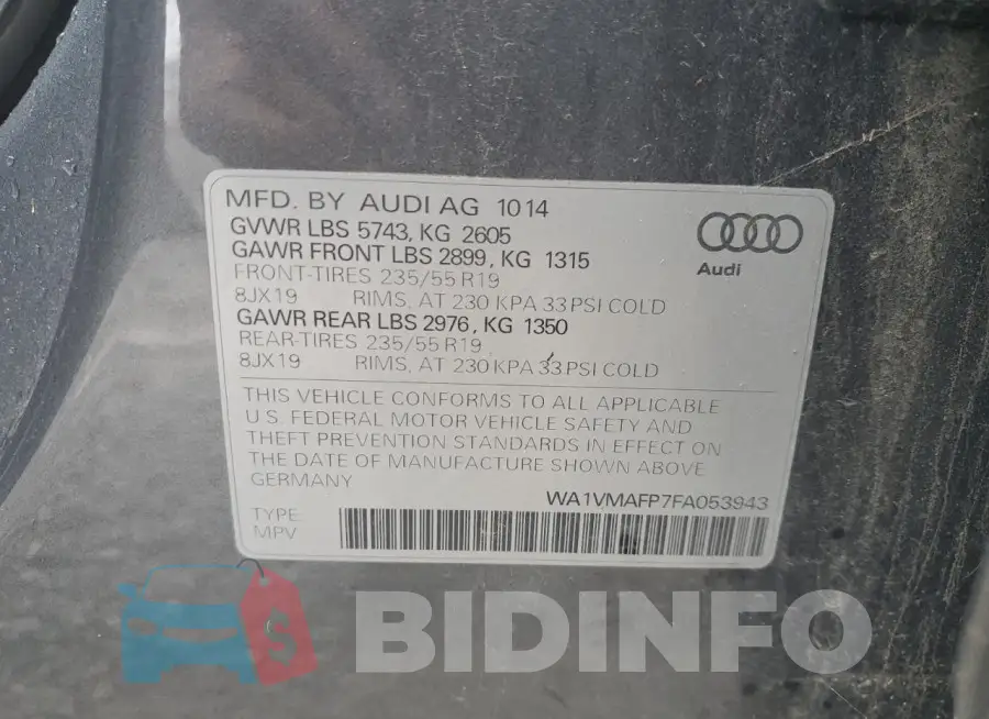 WA1VMAFP7FA053943 Photo# 13