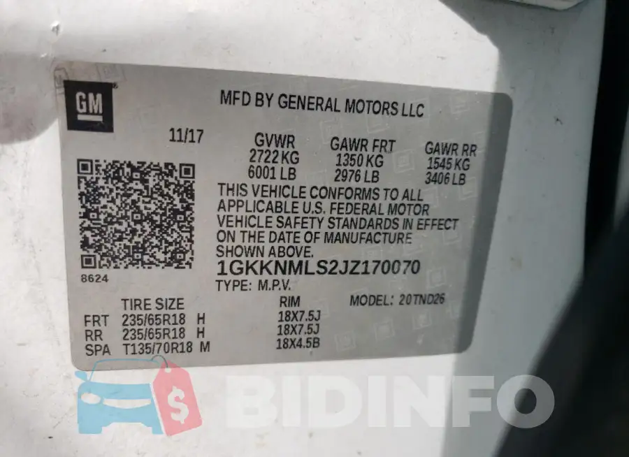 1GKKNMLS2JZ170070 Photo# 14