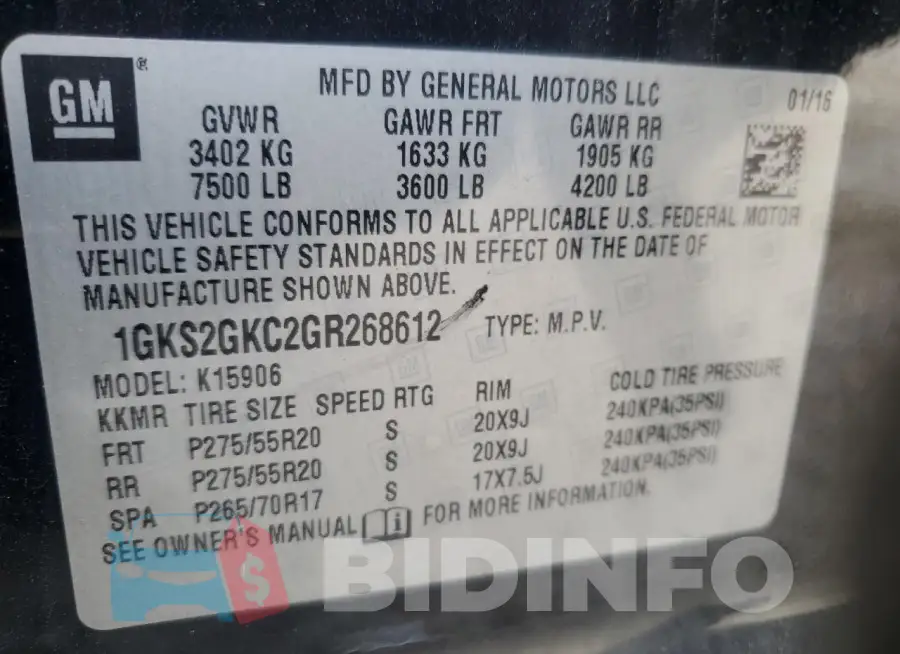 1GKS2GKC2GR268612 Photo# 13