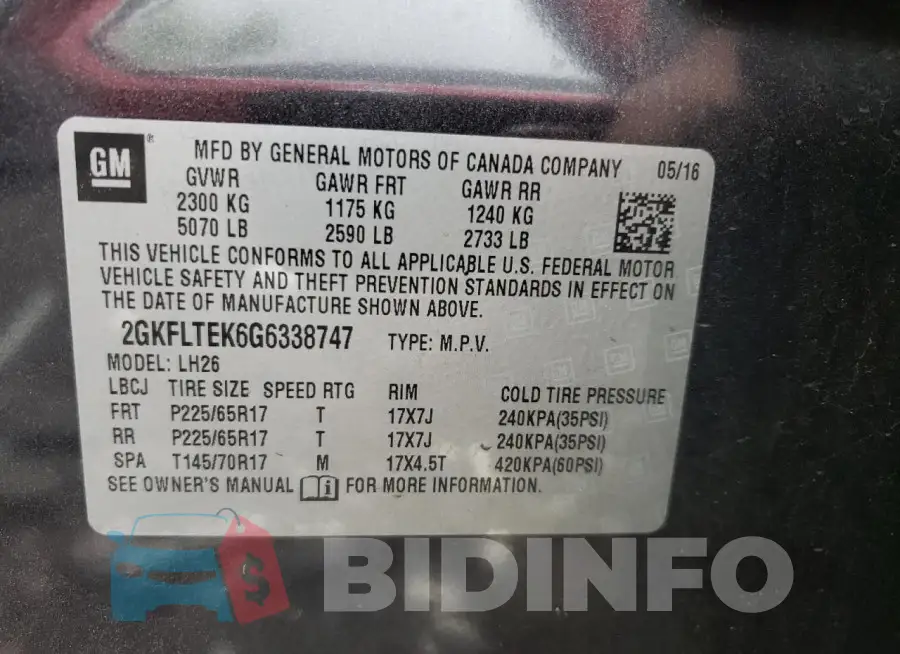 2GKFLTEK6G6338747 Photo# 12
