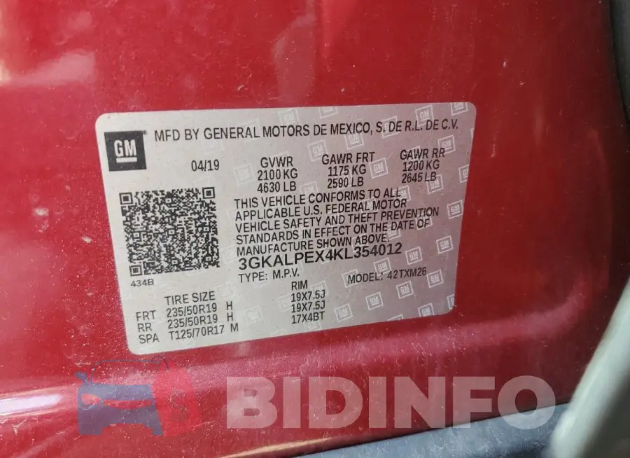 3GKALPEX4KL354012 Photo# 13