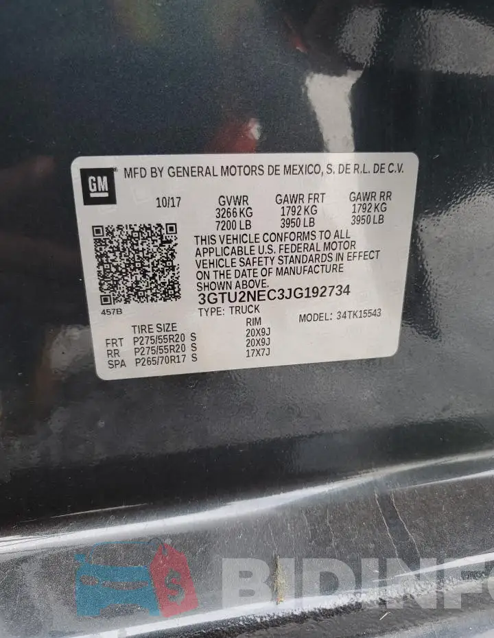 3GTU2NEC3JG192734 Photo# 12