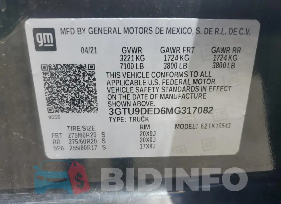 3GTU9DED6MG317082 Photo# 12