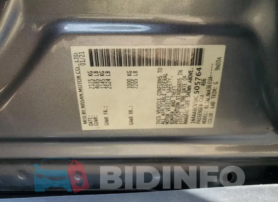 1N4AA6CV5MC505764 Photo# 12