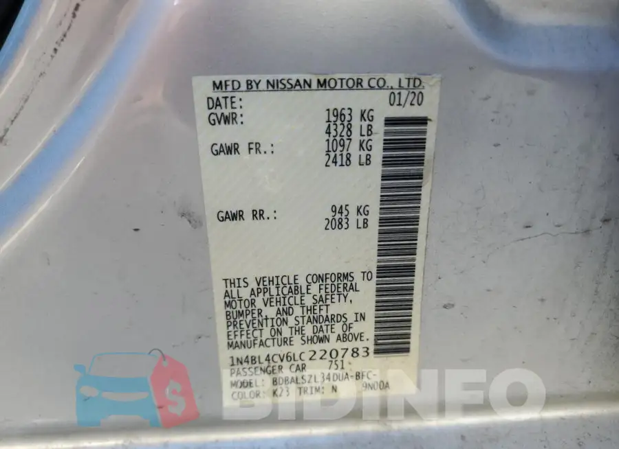 1N4BL4CV6LC220783 Photo# 12
