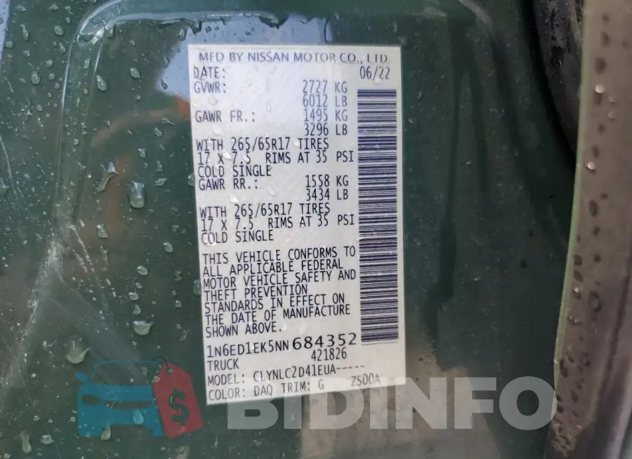 1N6ED1EK5NN684352 Photo# 13