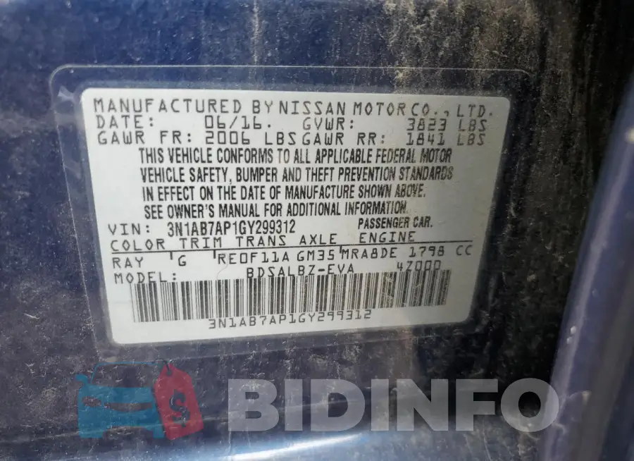3N1AB7AP1GY299312 Photo# 12