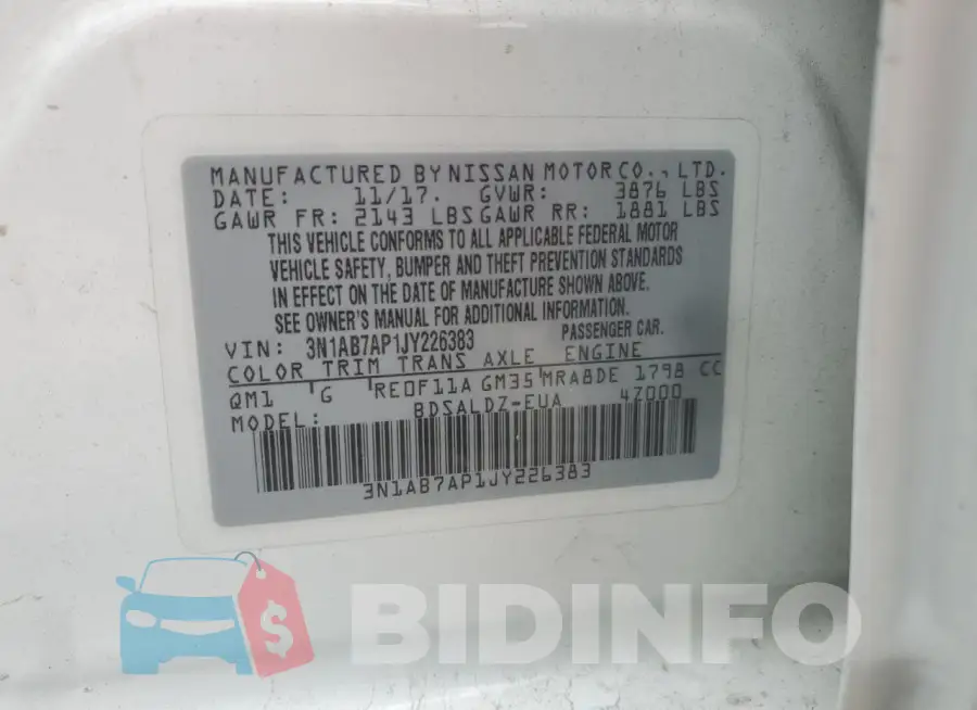 3N1AB7AP1JY226383 Photo# 13